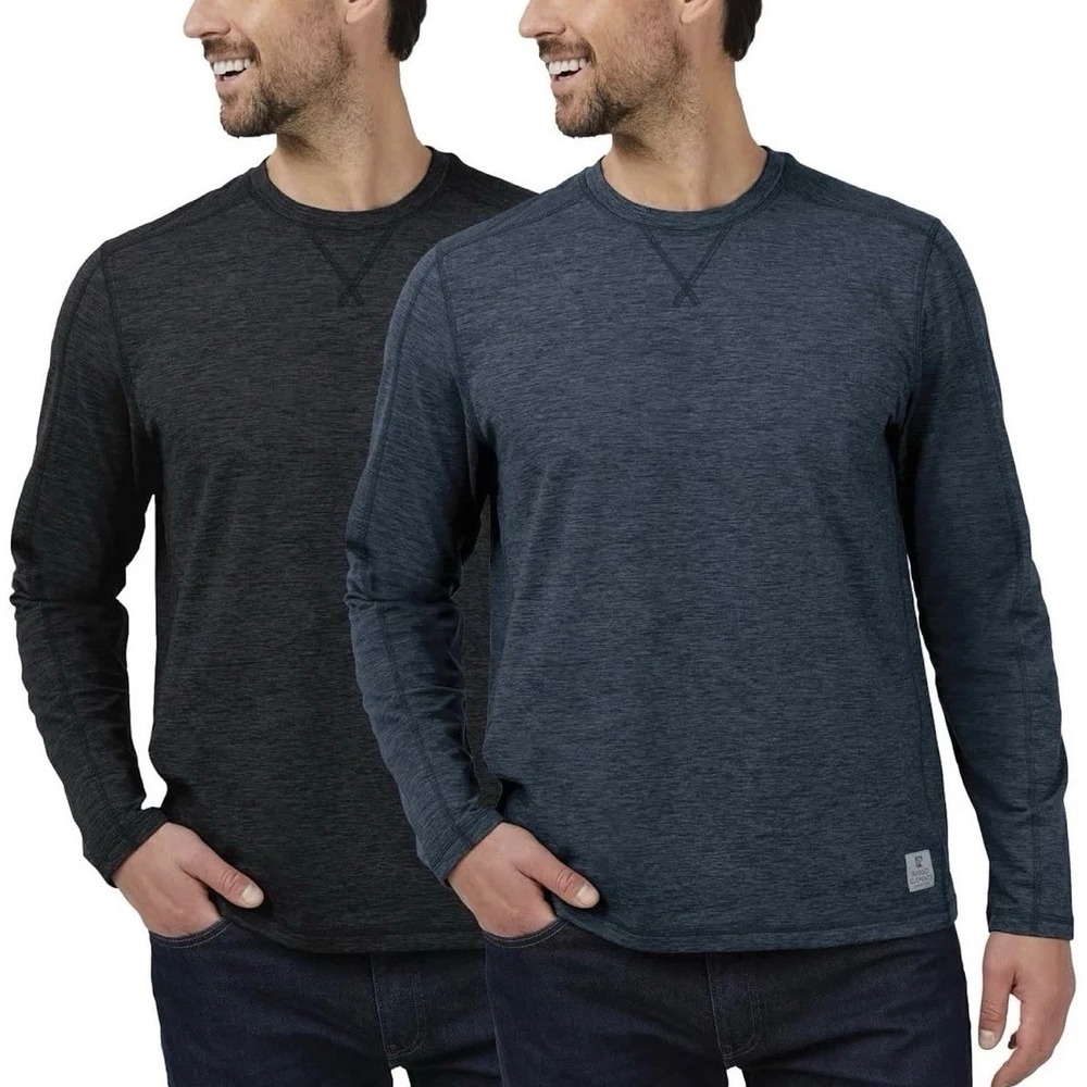 NWT‎ Rugged Elements Mens 2 Pack Sueded Long Sleeve Crew Neck Shirts Blue XXL